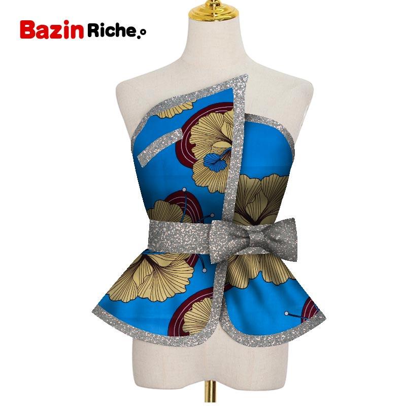

African Clothes Strapless Sleeveless Summer Top for Women with Adjust Bow Belt WY8633