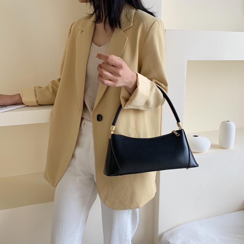 

Solid Color PU Leather Handbags For Women 2021 Shoulder Bag Female Small Elegant Totes Lady Handbag Luxury Hand Bag, Black