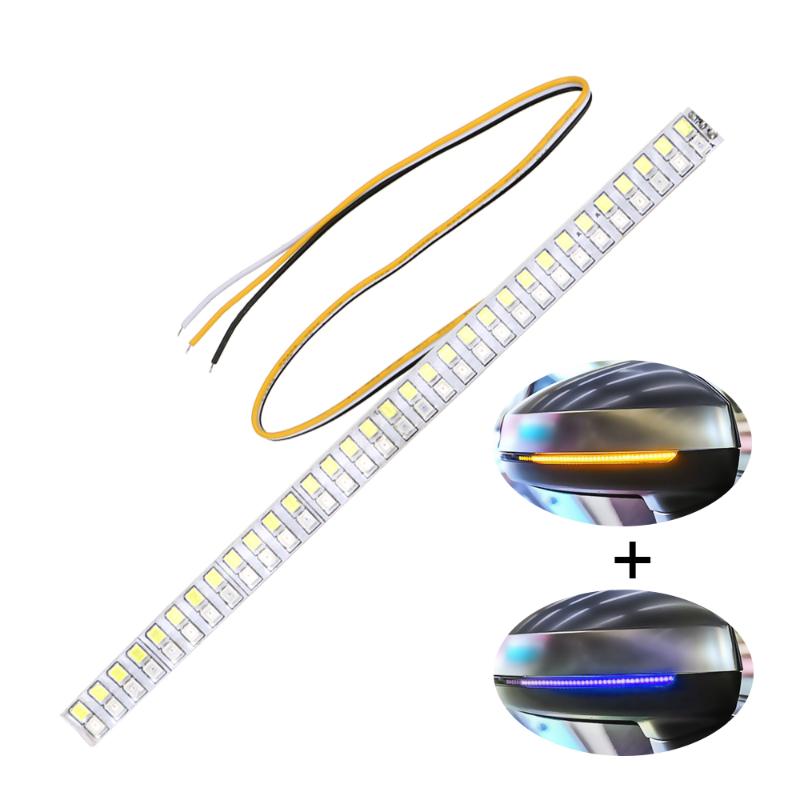 

LEEPEE Car LED Flowing Turn Signal Strip Light Amber Blue Indicator Light Car Modified Streamer Strip Auto Rearview Mirror, As pic