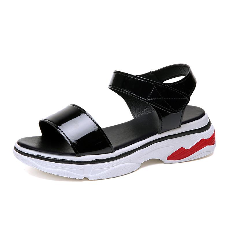 

Vogue Leather Shoes Woman Sandals Gladiator Wedge High Heel Wedges Sandalia Feminina Floral Sandalias Platform, Black