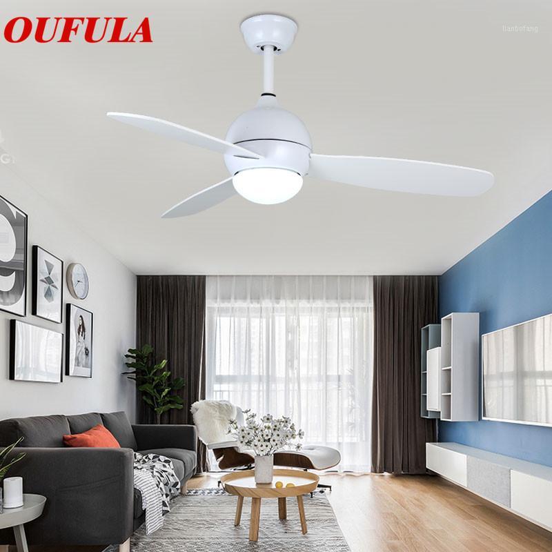

OUTELA Modern Ceiling Fan Lights Lamps White Remote Control Contemporary Decorative For Dining room Restaurant l1