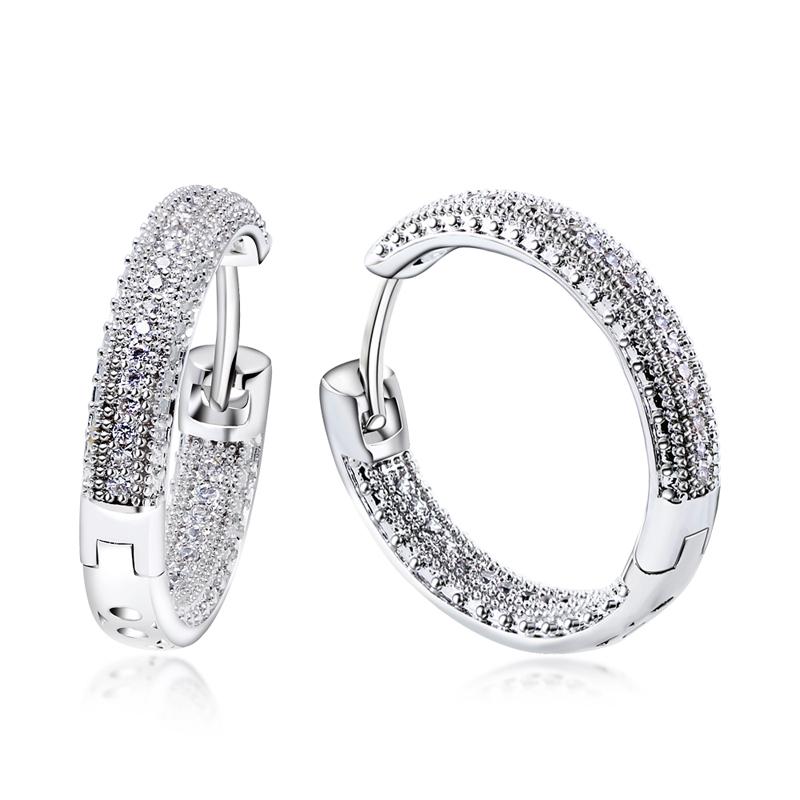 

New luxury women 24mm Hoop Earring wedding party earring copper material setting white cz fashion jewelry Free drop shipping