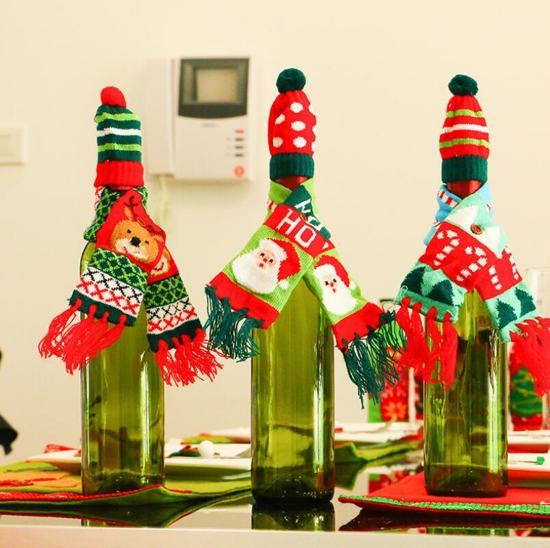 

2018 Santa Claus Wine Bottle Cover Santa Sack Bottle Holder Bag Snowman Xmas Christmas Home Decoration LX40041