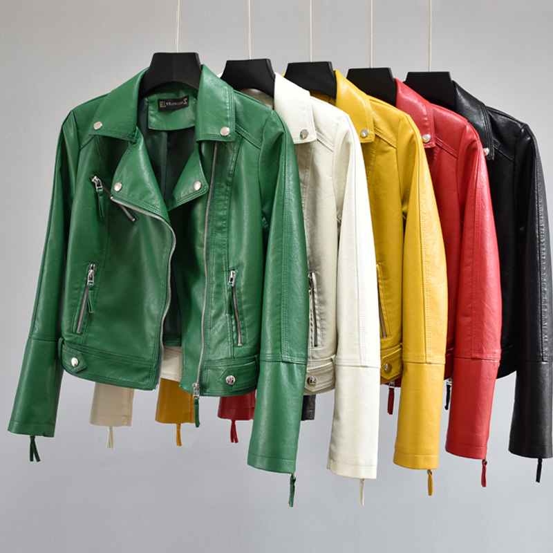 

2021 New Fall Women Plutonium Woman Turn-down Collar with Leather Jacket Outwear R29R, Beige
