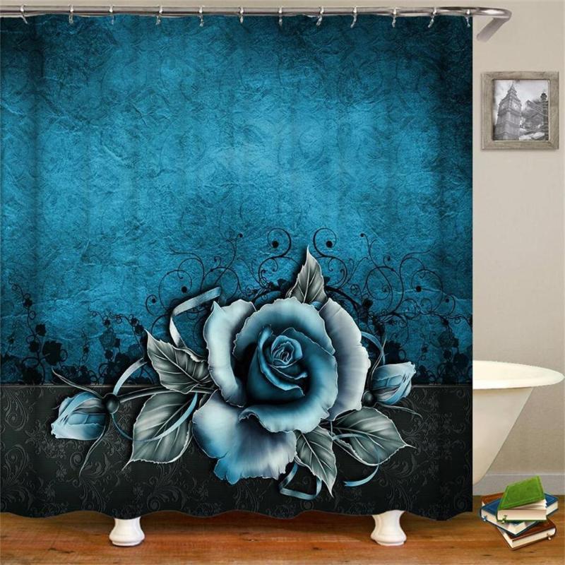 

Floral Shower Curtain Flower Roses Shower Curtains Fabric Polyester Washable High Quality For Bathroom Pink With Hooks