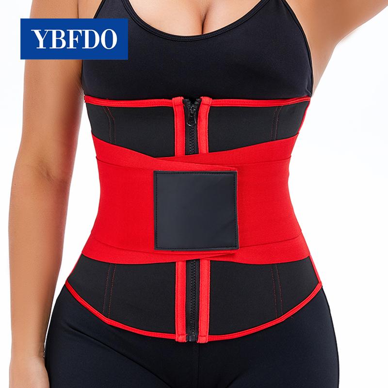 

YBFDO 2021 New Waist Trainer Thermo Sweat Belt Girdle Corset Women Tummy Body Shaper Shapewear Fat Burning Fitness Modeling Belt, Red