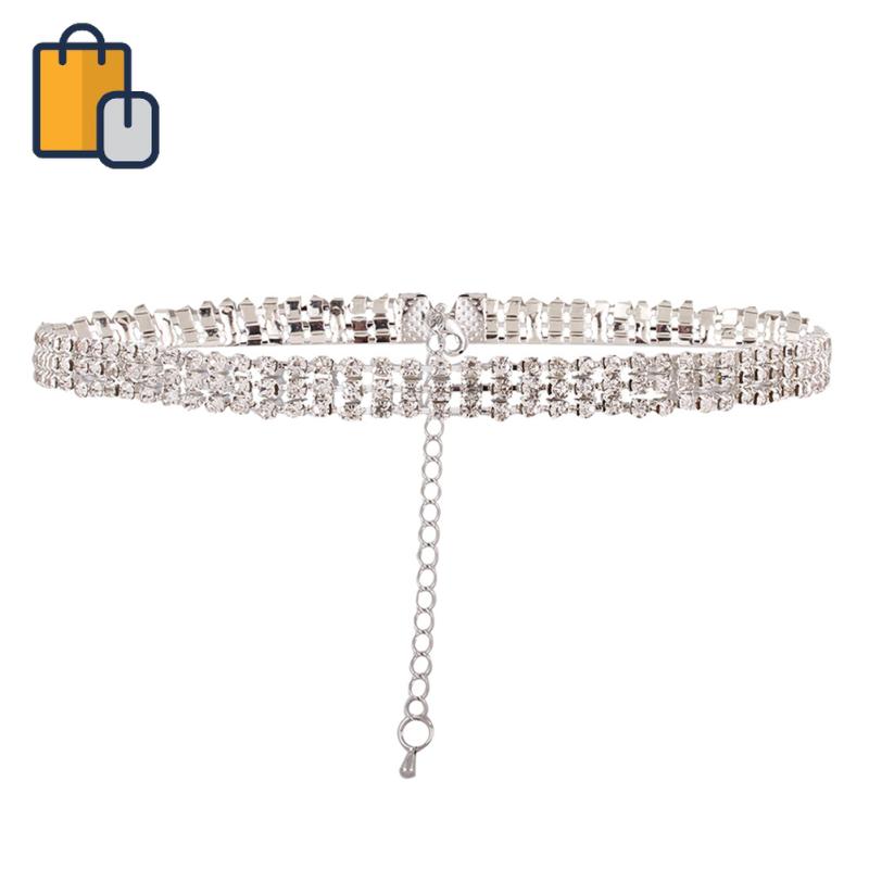 

New Trendy Collar Chain Choker Necklace Women Rhinestone Short Chokers Clavicle Chain