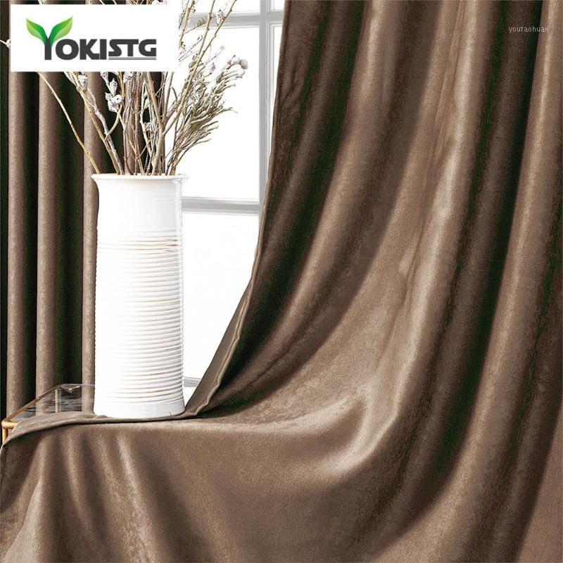 

YokiSTG Soft Velvet Blackout Curtains For Living Room Bedroom Solid Color Modern Plain Drape Window Treatment Decorative Curtain1, Black