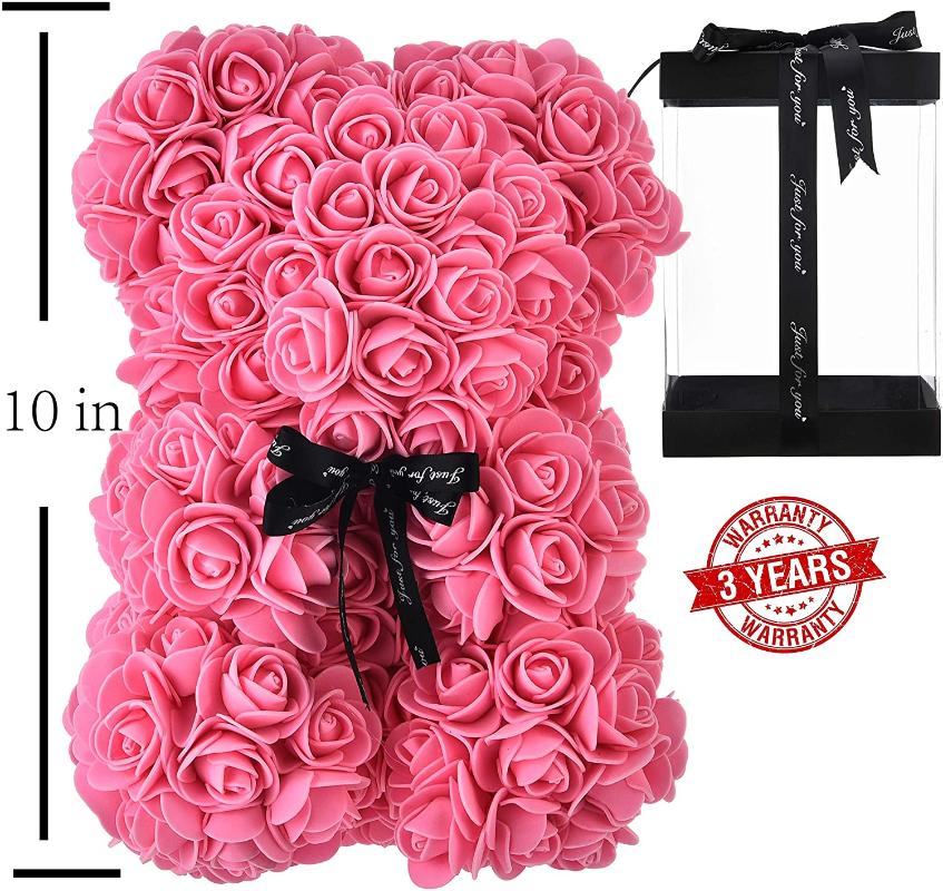 

Artificial flower Teddy bear of rose Valentine girlfriend gift boyfriend wedding decorative flowers bridal accessories, Box