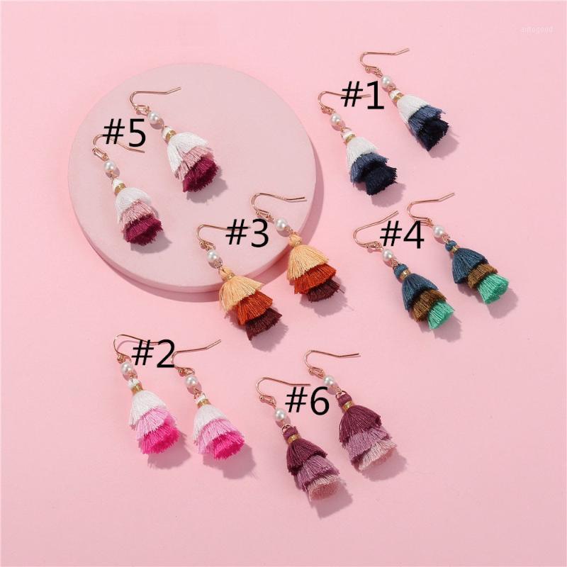 

Hoop & Huggie ZWPON Mini Small Tassel Drop Earrings Colorful Handmade 3 Tier Gradient Cotton For Woman Jewelry Wholesale1