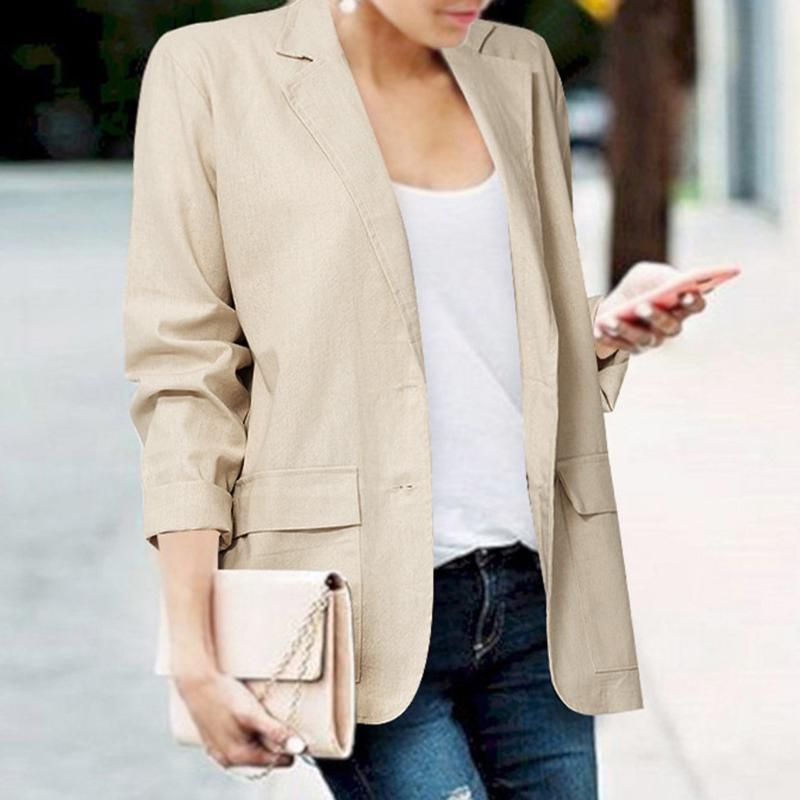 

Autumn Office Lady Slim Blazers Suit Women White Notched Blazer Coat Casual Elegant Long Sleeve Female Business Suit 2020#G30, Brown