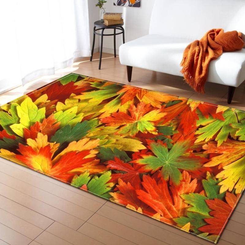 

Home Decor Leaves Printed Area Rug Shoebox Floor Mat Bedside Children Play Mat Soft Non-slip 3D Living Room Decor Rug Carpet1, No-5
