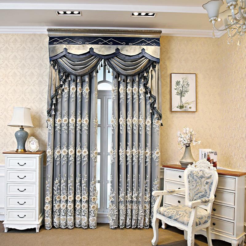 

European Luxury Thick Half shading Curtains For Living Room Bedroom Embroidered Tulle Curtain Hotel Luxury Home Decor, Fabric yarn integrat
