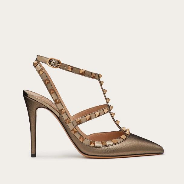 

Designer Pointed Toe Studs pumps genuine Leather rivets Sandals Women Studded Strappy Dress Shoes valentine high heel Shoes, As pic 7