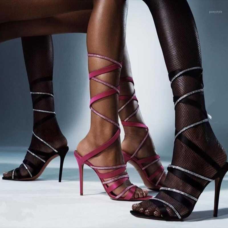

Bling Diamonds Square Toe Black Lace Up Women Sandals Lady's High Heel Dress Shoes Summer Fashion Sandals1