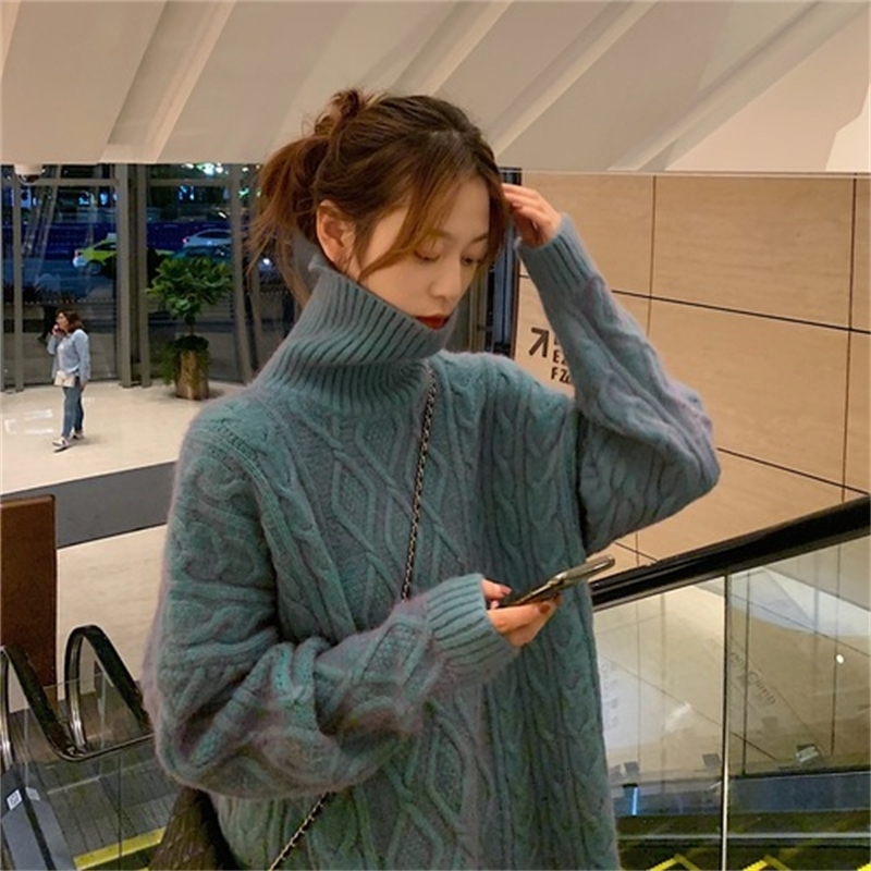 

Spring Female Turtleneck Thick Knitting Women's Sleeve Long Ladys Knitted-out Sweater Wdh8, Beige