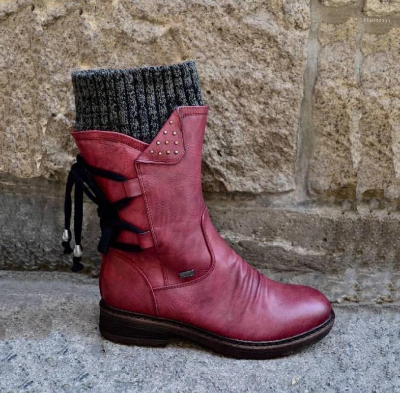 

2020 Hot New Autumn Early Winter Shoes Women Flat Heel Boots Fashion Knitting Patchwork Women's Boots Short Botas Botas Mujer1, Light gray