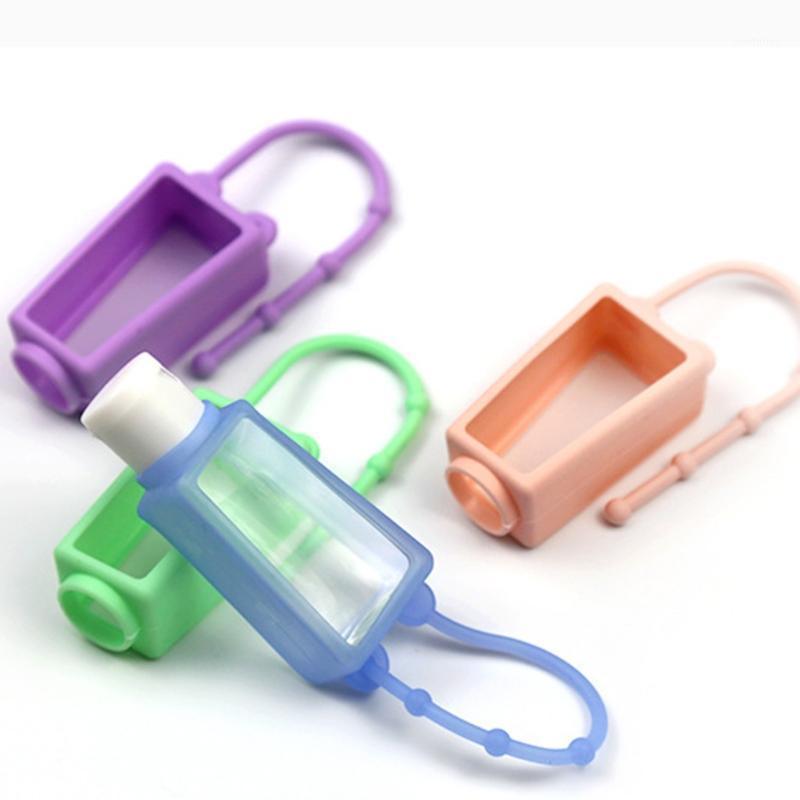 

10Pcs 30ml Portable Flip Cap Refillable Empty Bottle with Solid Color Silicone Cover Keychain Holder Travel Leak-Proof Hand Sani1