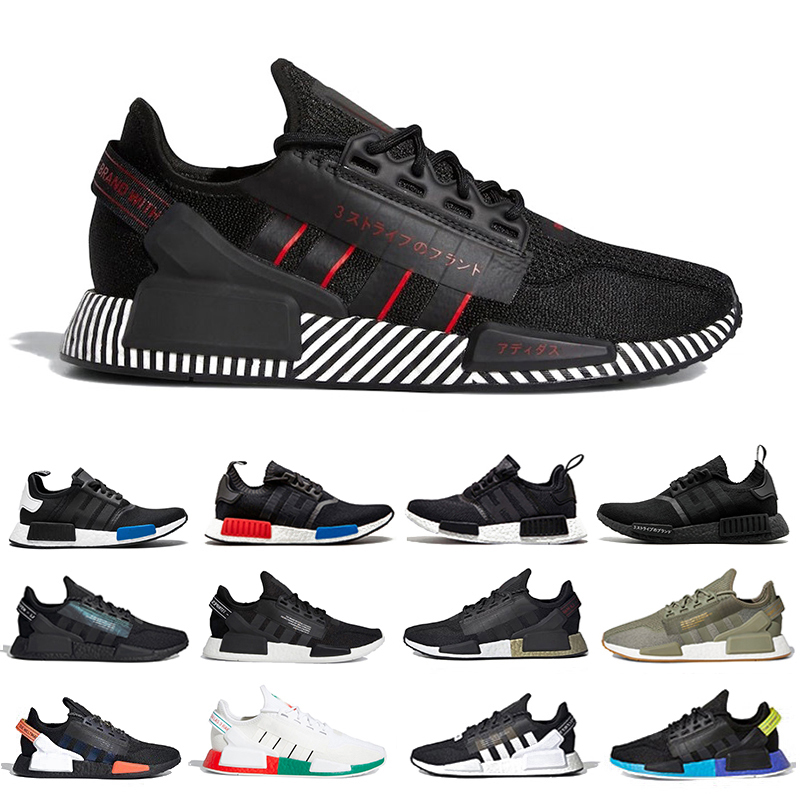 

2022 NMD R1 V2 mens running shoes Dazzle Camo Black Red and Blue Paris Munich Mexico City Japanese White Olive Green women trainers metallic gold sports sneakers, Item#33