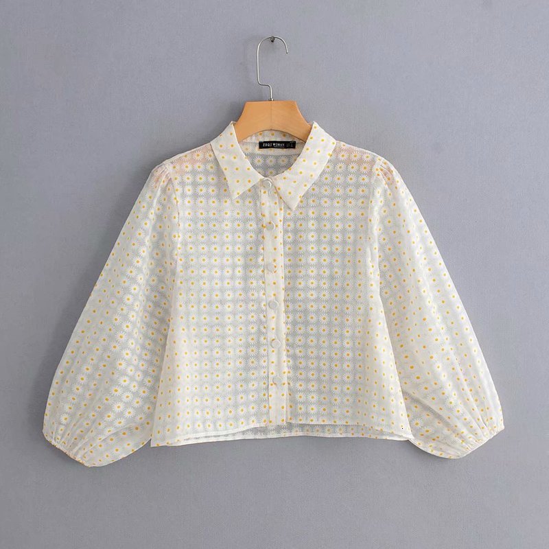 

2021 New Sexy Transparent Female Blouse Short Print Half Sleeve Single Shirts Breasted Fashion Women Tops and Lh1004 Sweaters QMRW, As the picture