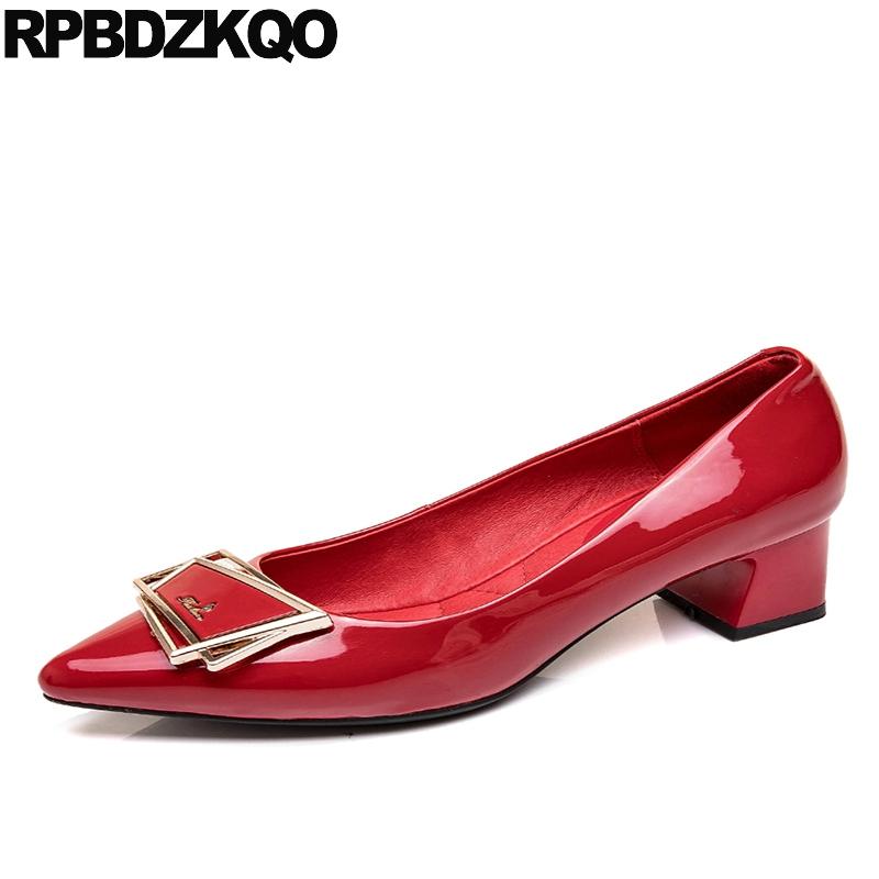 

medium heels red slip on 10 42 designer plus size pumps thick 33 4 34 fashion shoes 2020 luxury women pointed toe patent leather, Beige