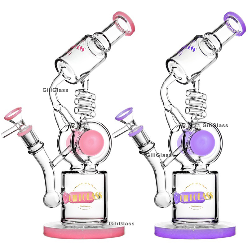 

Glass Bong Double Recycler Bongs Slitted Donut Perc Dab Rig Sidecar smoking Water Pipes 14mm Joint With Bowl Oil Rigs drop shipping