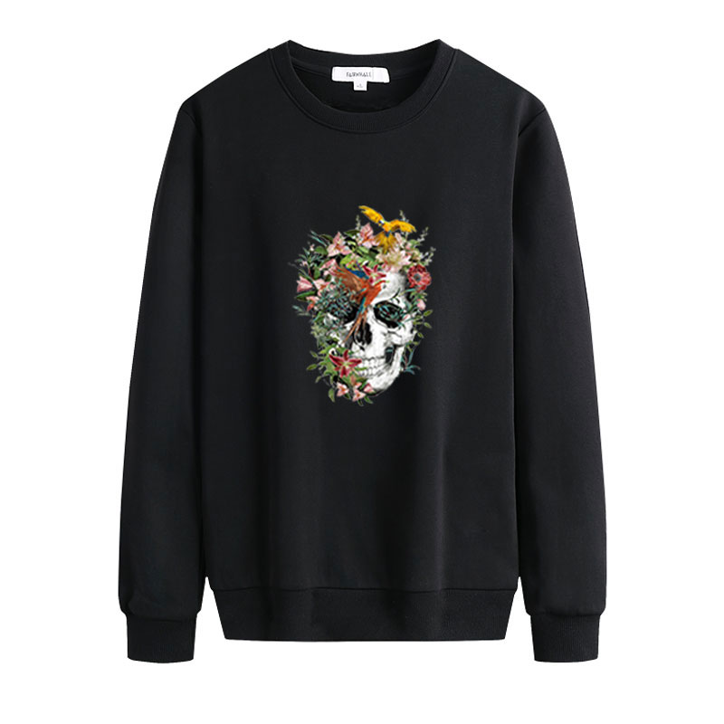 

Men DIY Sweatshirts 2020 Casual Solid Color Long Sleeve Hoodies Unique Printed with Flower Mens Pullover Fashion DIY Clothing, Black
