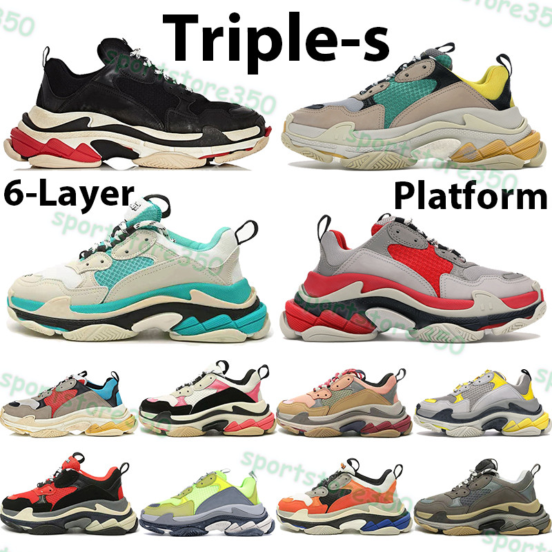 

Fashion triple-s dad shoes men women beige green navy yellow triple white black red dust pink grey rose gold multi-color platform sneakers, Bubble wrap packaging