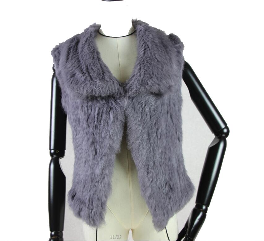 

2020 New Real Knitted Fur Vest For Women Genuine Fur Waistcoat Natural Outwear Winter Hot Sale, Black