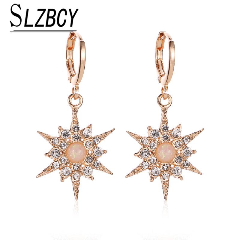 

Lovely Crystal Star Flower Drop Earrings For Women Girl Oorbellen Sunflower Charm Fashion Jewelry Earrings Party Gifts Pendiente