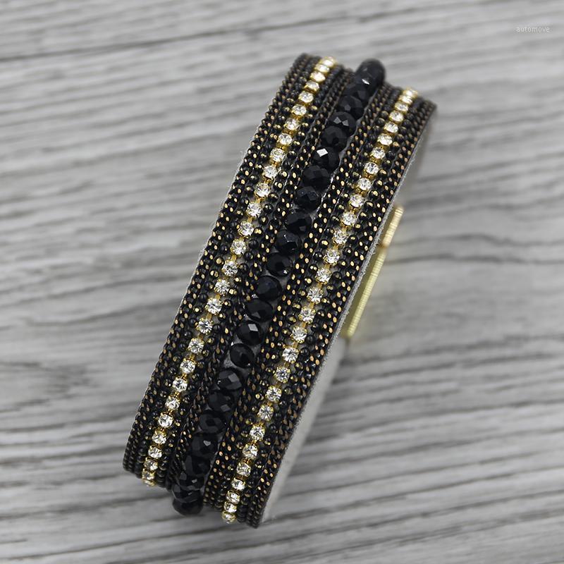 

Strathspey Crystal Beads Bracelets For Women Bohemian Leather Bracelet Rhinestone Black Bracelets 2020 Vintage Jewelry1