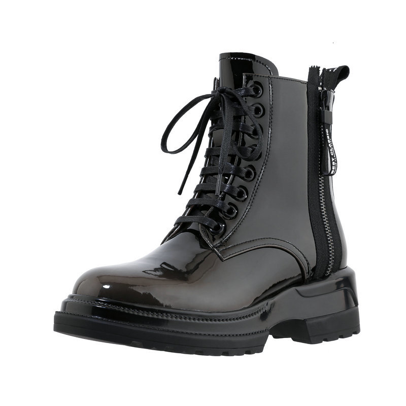 

2021 Motorcycle Autumn Winter New Genuine Leather Women Cross-tied Ankle Boots Night Club Shoes Woman Twks, Gray