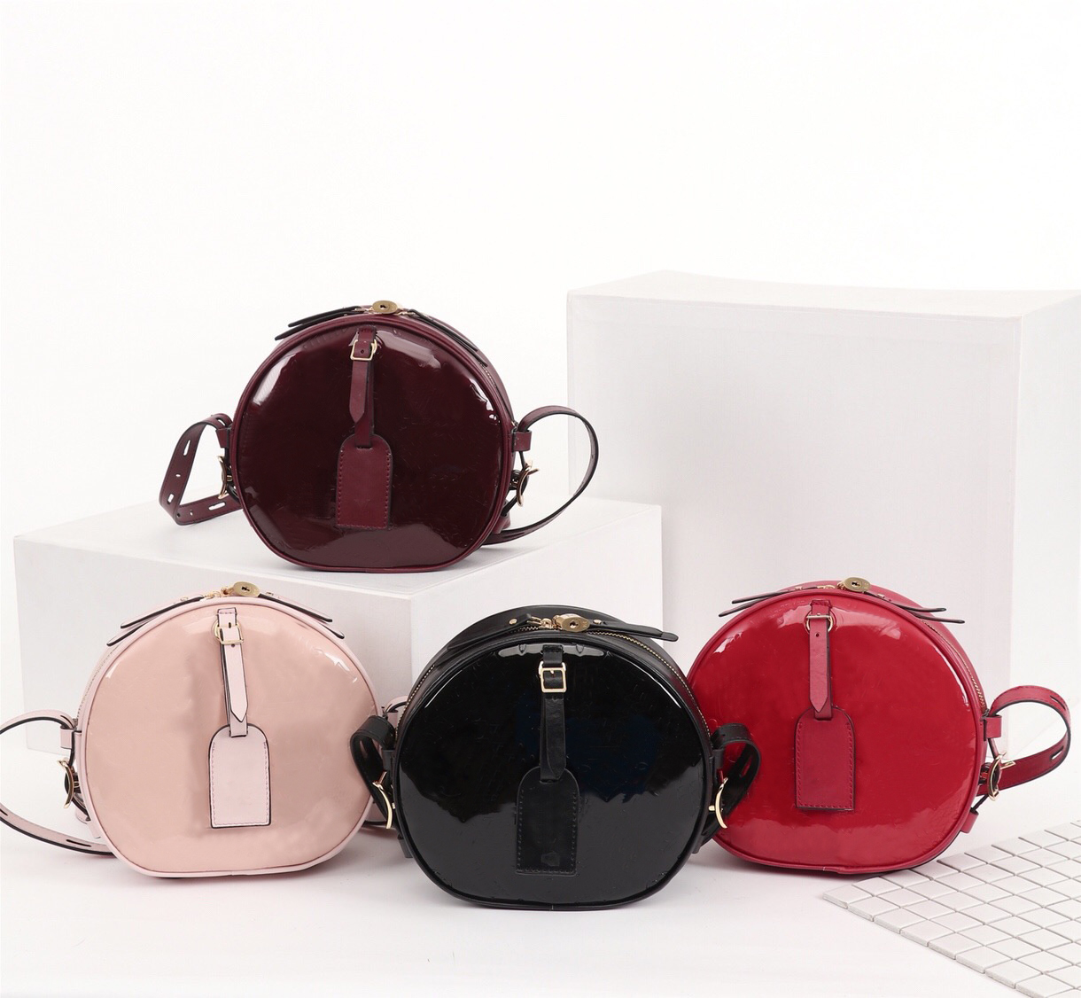 

Original High Quality Designer Handbags Purses Boite Chapeau Souple Bag Women Tote Paint Embossing Real Leather Shoulder Bags mini bag, 1 #53999