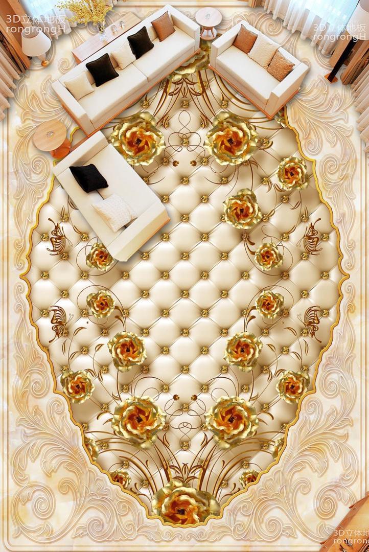 

Self-Adhesive] 3D Floor Tile Flower 126 Floor Wallpaper Mural Wall Print Decal Wall Murals1, Yellow