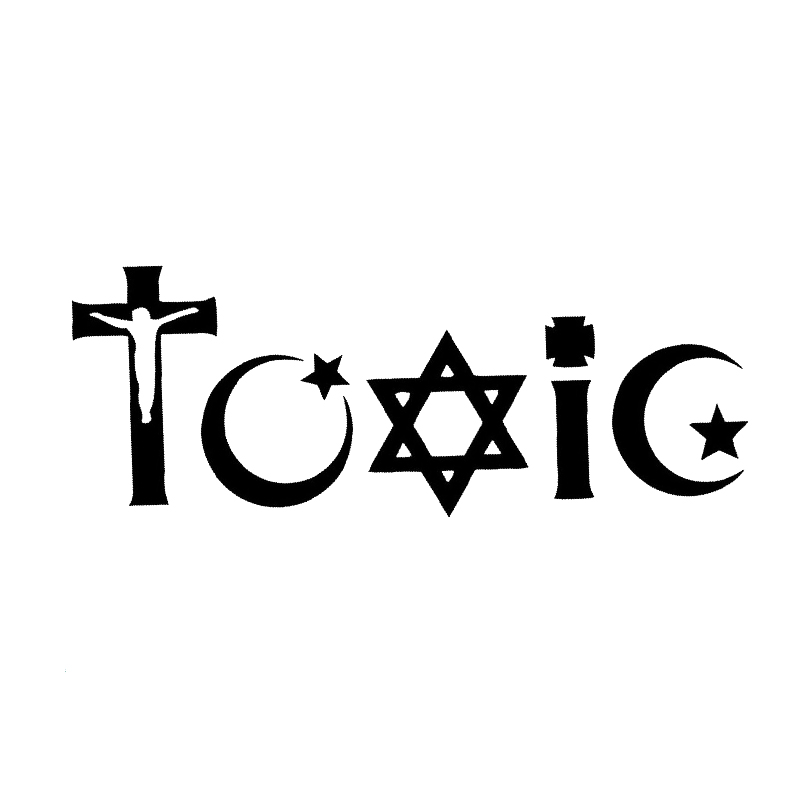 

16*5.9cm EvolveFISH TOXIC Religion Atheist Decal Vinyl Car Laptop Sticker New Style Hot car accessories Car Sticker, Color