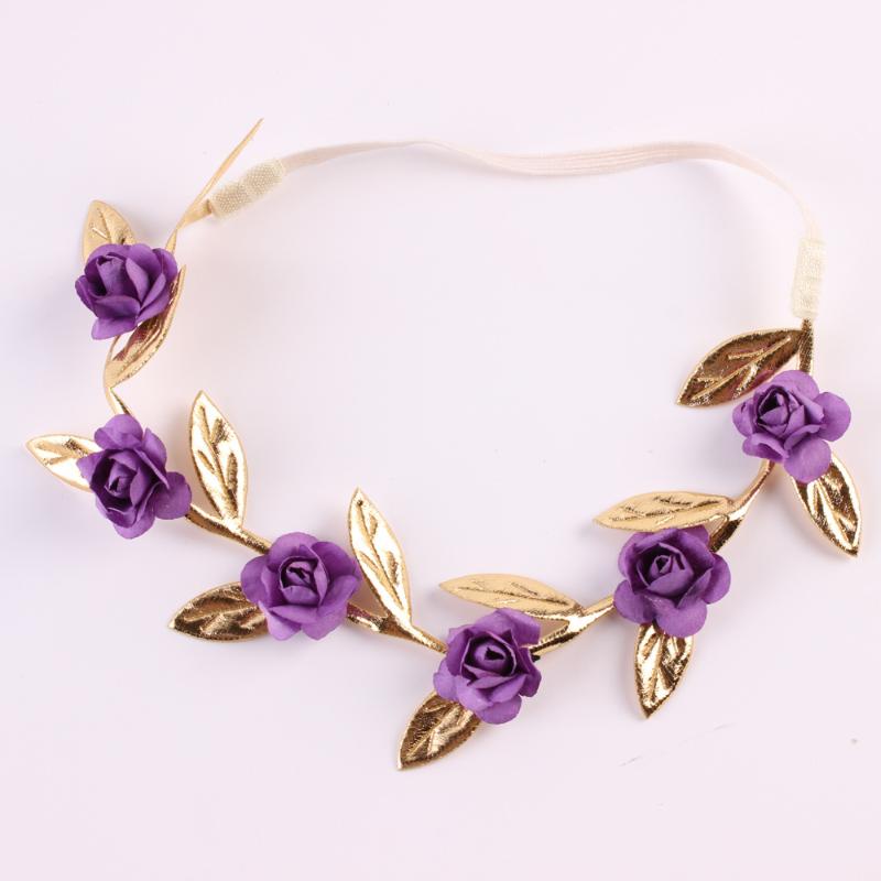 

Wholesale girl Flower Crown Rose Flower and Gold Leaf Crown Bridal floral girl halo Hair Accessories 200pcs, Multi