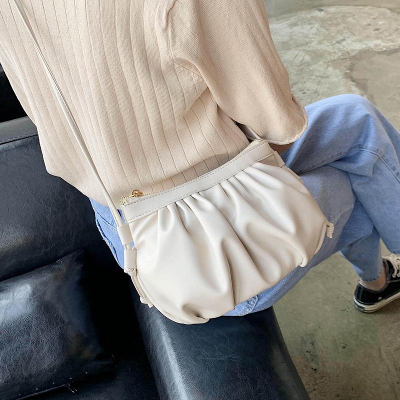 

2021 Folds Designer MiniPU Leather Crossbody Bags For 2021 Trend Shoulder Handbags Women's Hand Bag Grils Totes, Beige