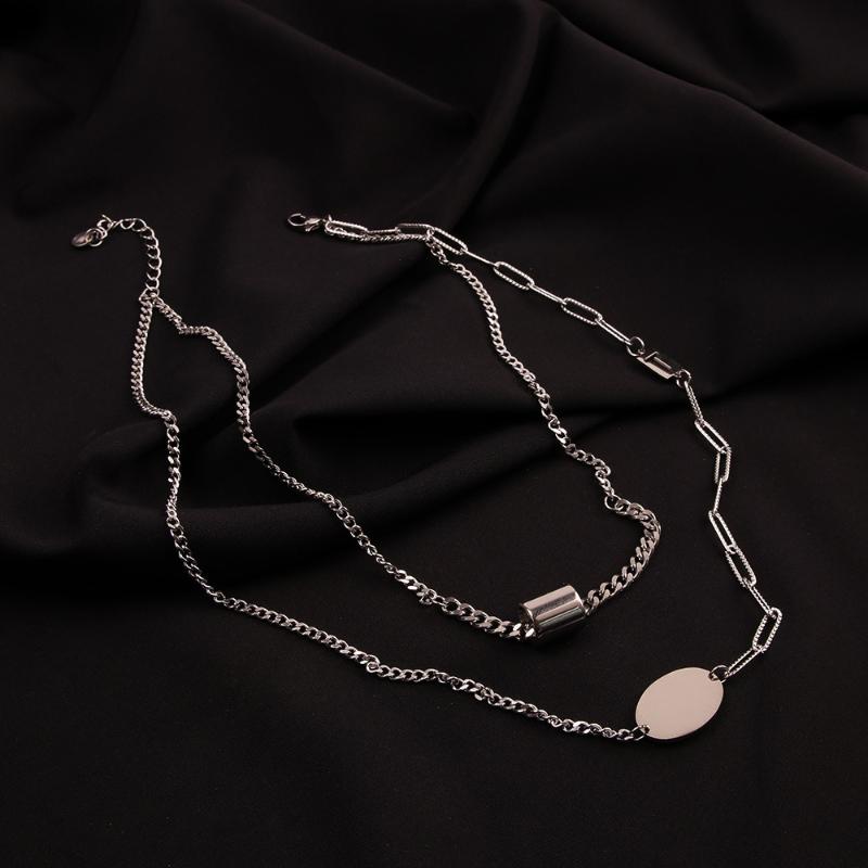 

Fashion titanium steel double-layer necklace female folding clavicle chain female wild chain hot sale