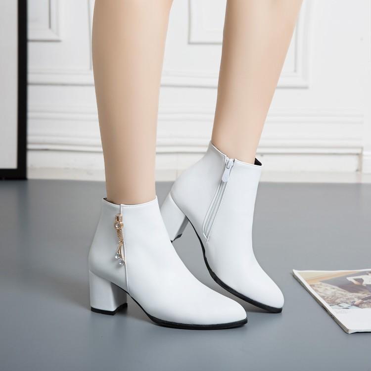 

Big Size 9 10 11-16 boots women shoes ankle boots for women ladies shoes woman winter Diamond metal trim1, Black