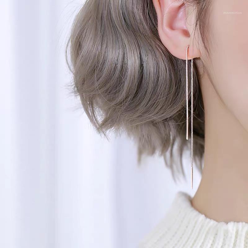 

925 Sterling Silver Earrings Fashion Long Tassel 200mm Line Ear Chain Earring Fashion Wild Personality Female Silver Ear Jewelry1