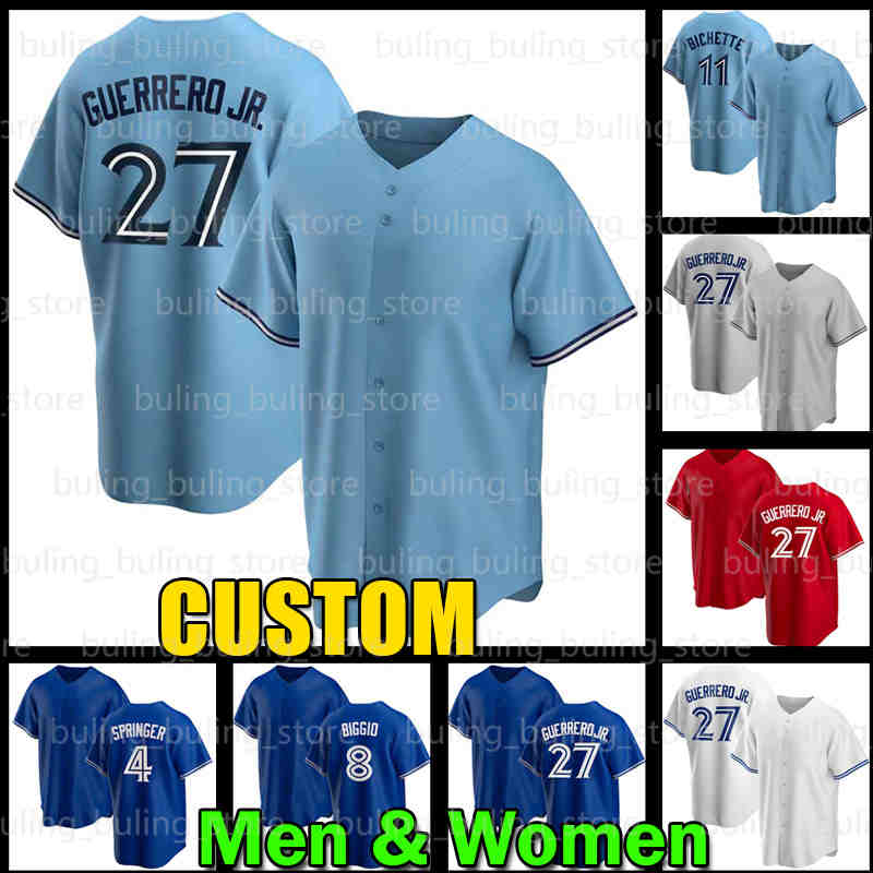 

27 Vladimir Guerrero Jr. Baseball Jersey 4 Bo Bichette George Springer Blue Cavan Biggio Yamaguchi Randal Grichuk Jays Lourdes Gurriel Hyun-Jin Ryu Carter 2022 Custom, Men new custom cool base(l n)