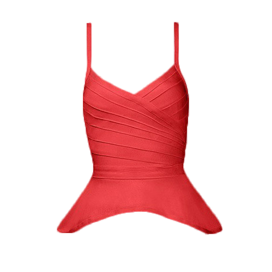 

New Sexy 2021 Red Lady Black Apricot Frilly Top v Bandage U473