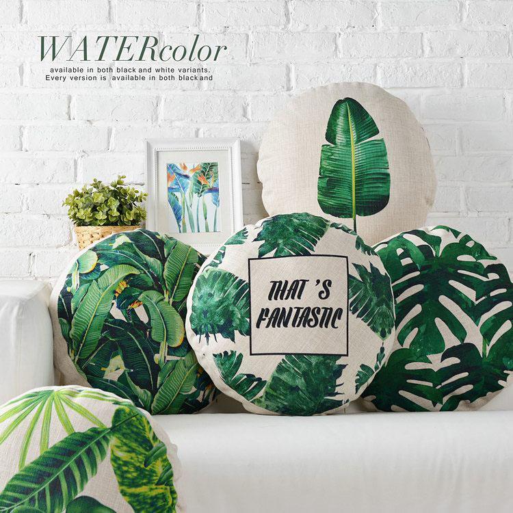 

Tropical pillow round decorative pillows cases green pillow linen cotton throw pillows cushion cover Home Decor for sofa1, 6 45cm