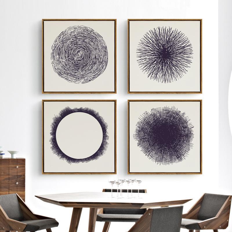 

HAOCHU Nordic Canvas Painting Abstract Square Posters Round Graphics Solid Hollow No Frame Simple and Modern Style for Bedroom