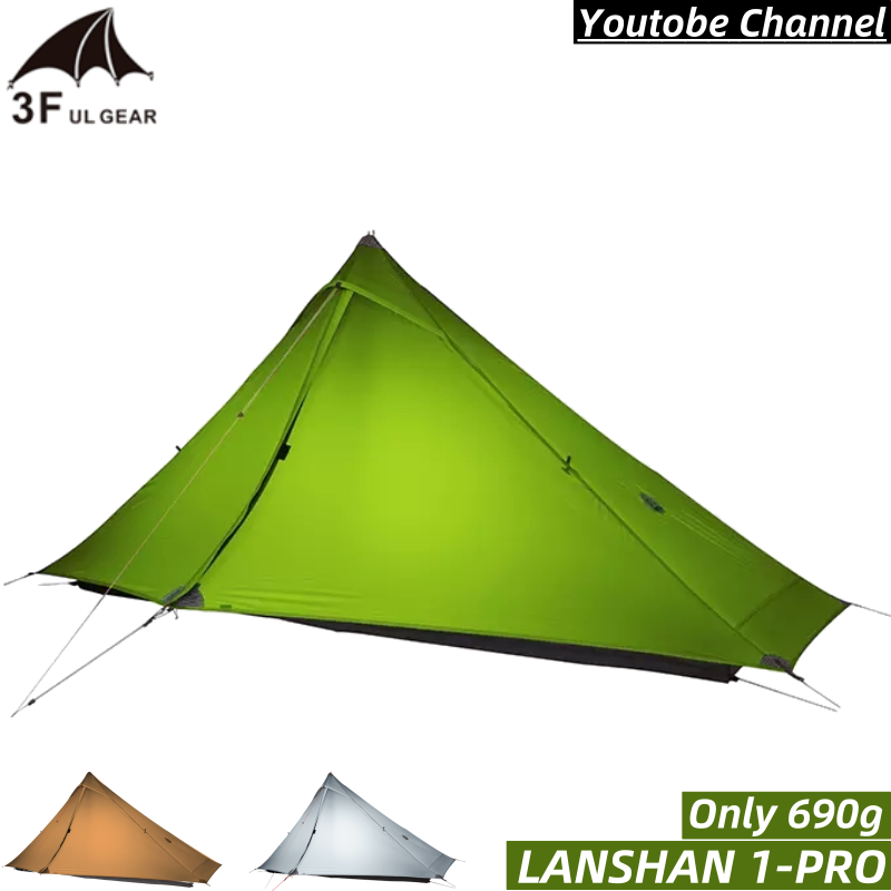 

3F UL GEAR Lanshan 1 Pro Tent Hiking Outdoor 1 Person Ultralight Camping Tent 3 Season Professional 20D Silicone Rodless