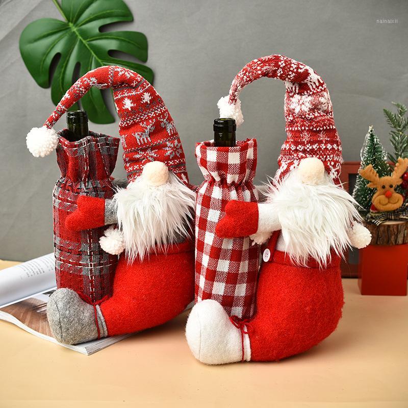 

Christmas Wine Bottle Covers, Cute Swedish Gnome Wine Bottle Cover Holders for Table Decoration1