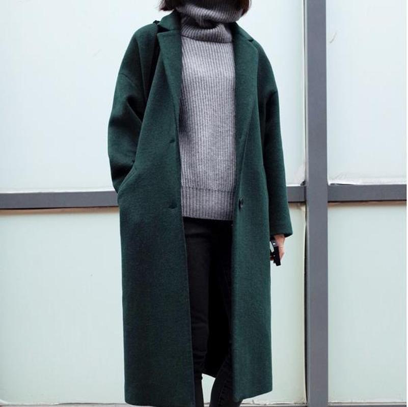 

Winter New Fashion Long Woolen Coat Women Thick Loose Jacket Women Abrigos Mujer Invierno1, Black