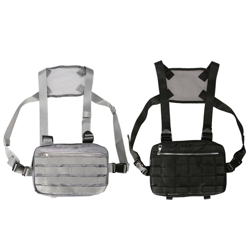 

Chest Rig Bags Adjustable Pocket Hip Hop Streetwear Functional Breast Bag Cross Shoulder Bag, Black