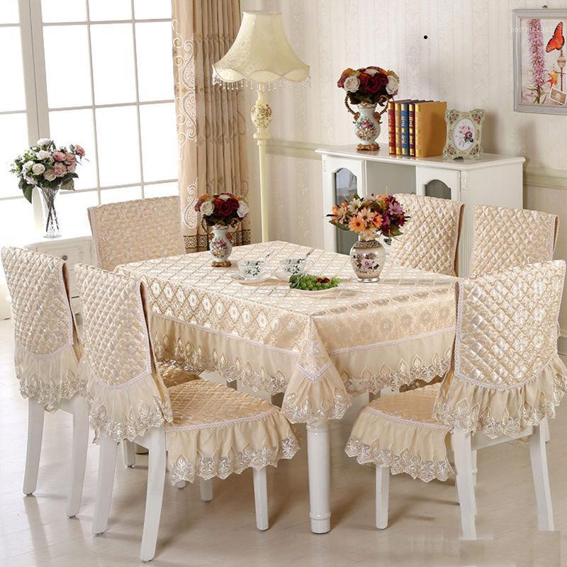 

Pastoral Table Cloth Chair Cushion Chair Cover Set Household Tablecloth Home Modern Pad Table Dining Decor Rectangular1, Yellow 2pcs