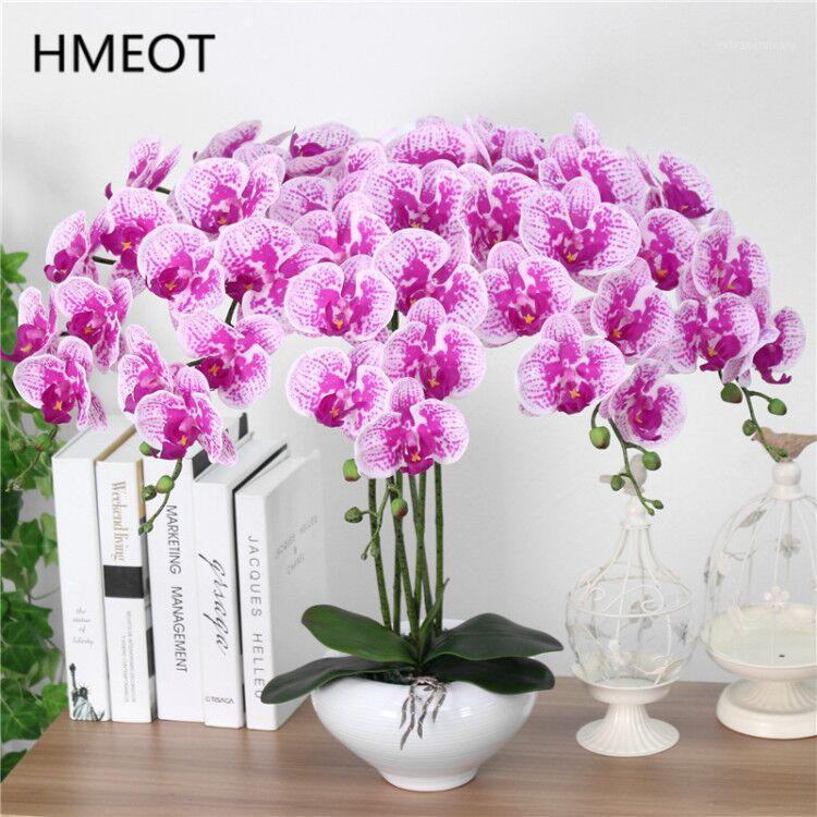 

9 Head Real Touch PU Latex Phalaenopsis Artificial Flower Orchid Home Decor Bedroom Potted Plants DIY Wedding Material Wholesale1